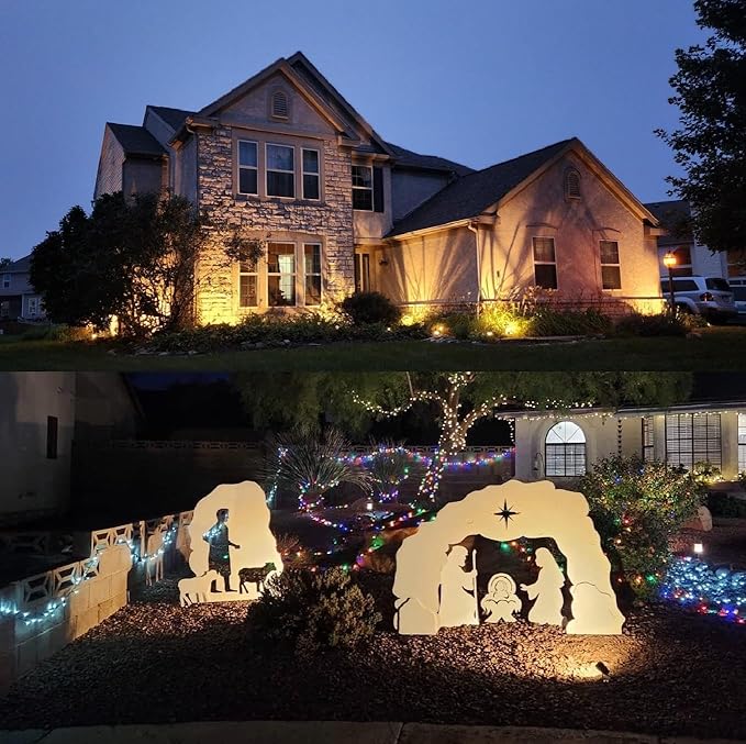 TOVEENEN LED Outdoor Landscape Spotlight Flag Light - 120V 20W Waterproof Spot Lights for Yard House Tree Christmas Lighting, Warm White