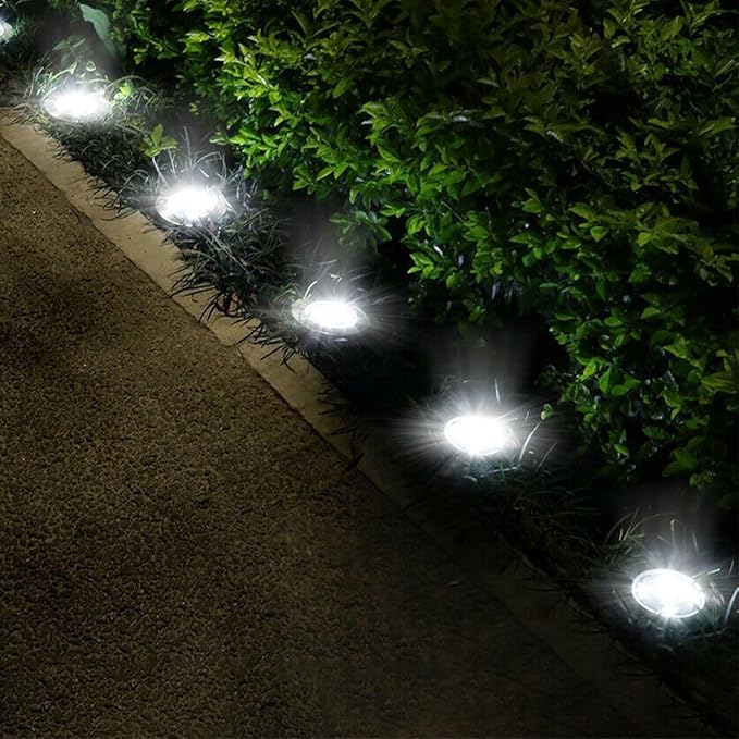 Solar Lights Outdoor, 4Pcs IP65 Waterproof Solar Ground Lights for Outside, LED Flat Landscape Decorative Lighting | Lumora
