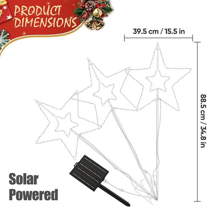 DAMEING 3 Pack 34in Solar Star Lights, Large Solar Garden Decorative Star Lights, Solar Landscape Lighting for Outdoor Lawn Yard Walkway Pathway Garden Decor(Multi-Colored)