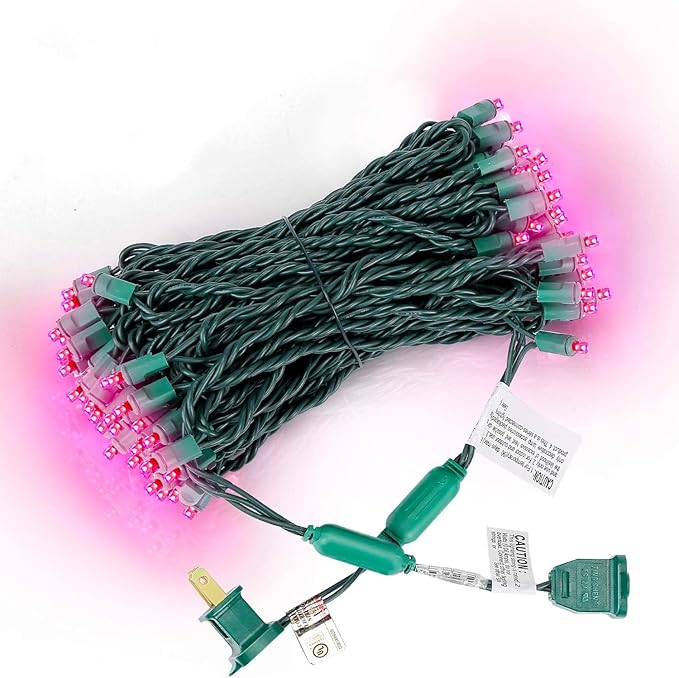 100 Counts Pink LED Christmas Lights – 50ft 5mm Pink Valentine's Day Lights Outdoor Commercial Grade Waterproof | Lumora