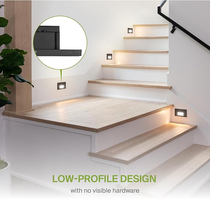 ASD LED Recessed Step Light Fixture, Outdoor & Indoor Stair Tread Lighting | 3CCT, Dimmable, Waterproof, ETL Listed | Lumora
