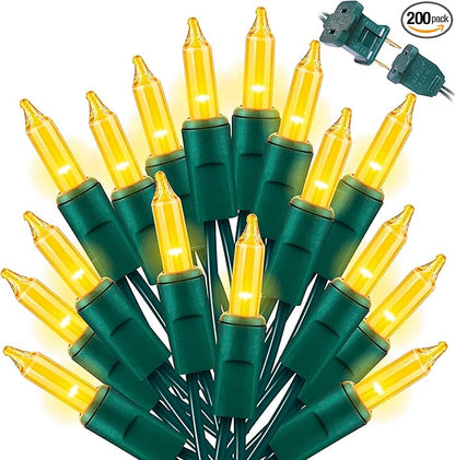 LAMPHOME 200L(100L*2pcs) Mini Lights, Green Wire,Yellow