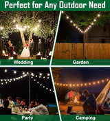 10Ft String Light Poles for Outside - 2 Pack Adjustable Metal Poles for Outdoor String Lights, Rustproof & Sturdy | Lumora