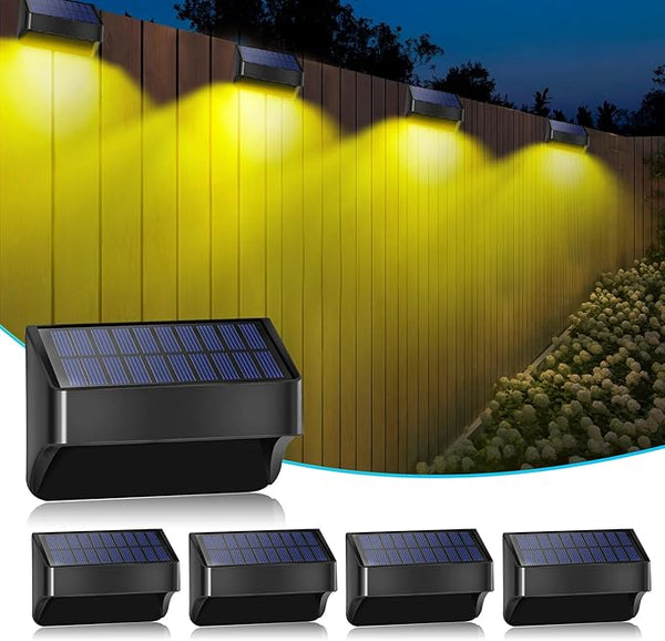 AMKI Solar Lights Outdoor, 4 Pack Solar Fence Light Waterproof with 4 Modes, Warm White & RGB Color Changing Solar | Lumora