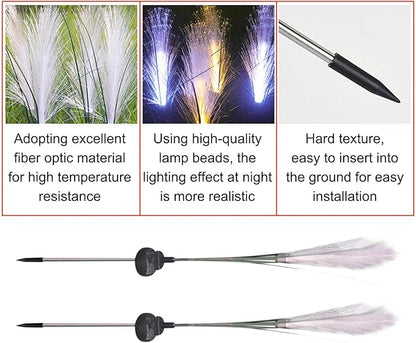 2 Pack Solar Outdoor Lights, Reed Solar Swaying Lights, Sway by Wind, Garden Lights, Landscape Lighting, Decorative Lights for Yard, Pathways, Outdoor Lamp, Security Lights Outdoor