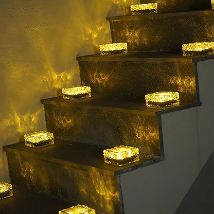 keeda Solar Brick Lights Waterproof Solar Path Ice Cube Lights Outdoor LED Decorative Ice Block Floor Tile Lights for Garden, Pathway, Patio, Walkway (Warm White, Pack of 1)
