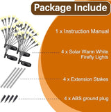 Warm-4Pack 32LED Firefly Warm Changing Lights,Garden Solar Lights Outdoor Decorative,Yard Waterproof Solar | Lumora