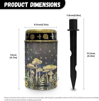 Solar Lights Outdoor Garden, Waterproof Mushrooms Solar Powered Stake Lights, Cemetery Lights for Grave Walkway Driveway Yard Backyard Lawn Landscape Decor