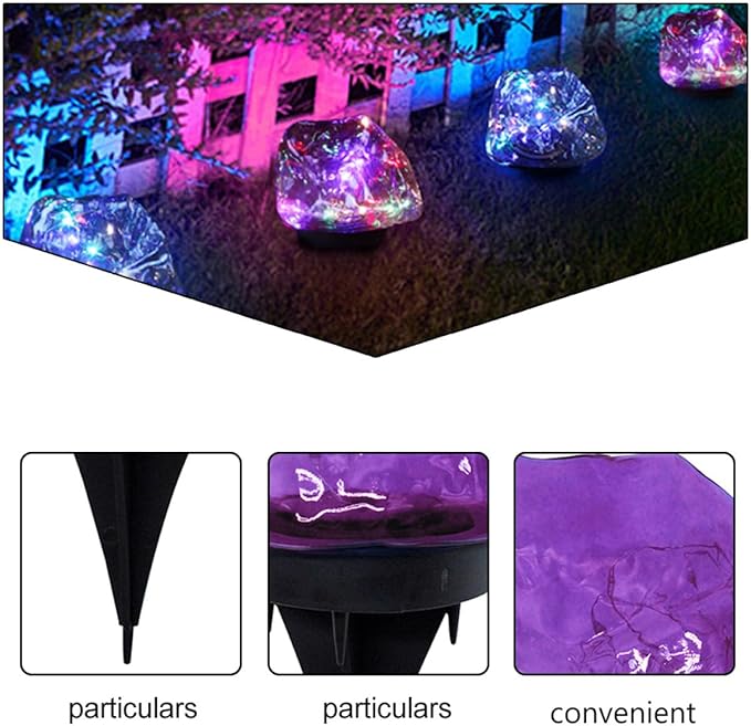 DOITOOL Solar Stone Design Outdoor LED Buried Ground Lamp Waterproof Yard Landscape Light Purple Garden Solar | Lumora