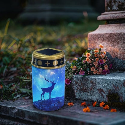 Starry Deer Decorations Solar Lights,Stake Lights, Outdoor Waterproof Memorial Day Decorations Patriotic Lights for Garden Yard Pathway Grave