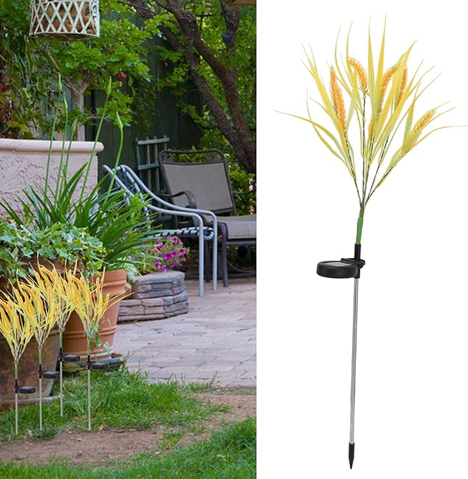 2 Pack Wheat Ear Solar Garden Stake Lights LED Outdoor Decorative for Patio Lawn Yard Pathway (Warm White)