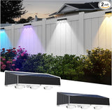 2 Pack Solar Fence Lights Outdoor, 3 Bulbs RGB Color Glow LED, 12 Modes RGB Color with IP65 Waterproof, Solar | Lumora