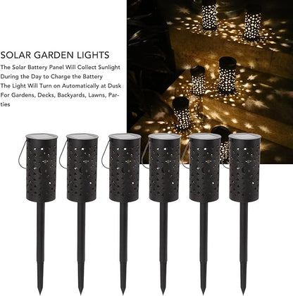 Solar Garden Lamp, 6 Sets Waterproof LED Solar Pathway Lights, Outdoor Landscape Star Moon Ground Lamp for Lawn Patio Walkway
