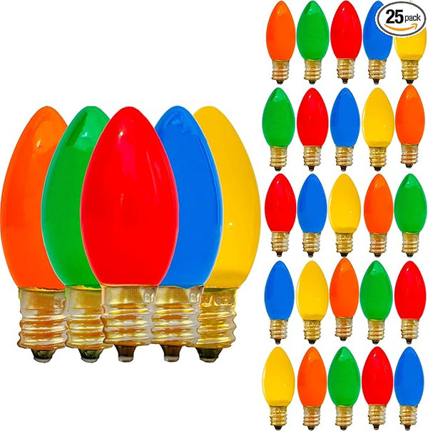 EST. LEE DISPLAY L D 1902 Indoor ＆ Outdoor String Light C7 Ceramic Christmas Steady Replacement Bulbs, Solid | Lumora