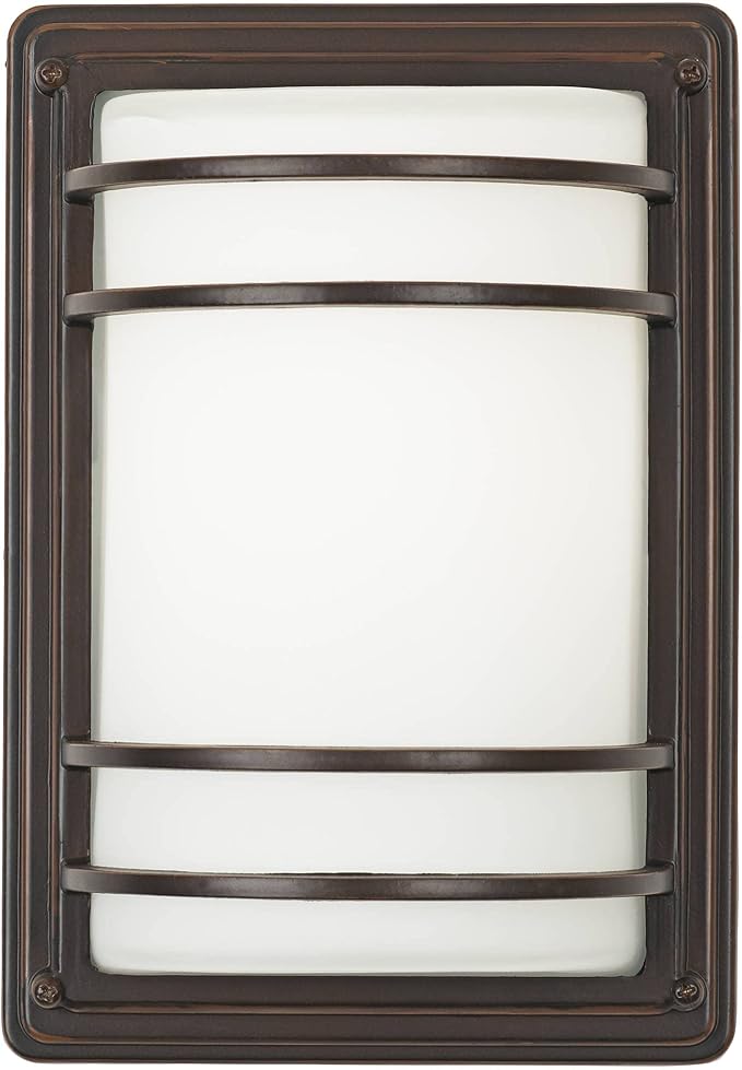 John Timberland Habitat Modern Outdoor Wall Light Fixture Rubbed Bronze 11" Opal Glass Shade for Exterior Barn Deck House Porch Yard Patio Outside Garage Front Door Garden Home Roof Lawn