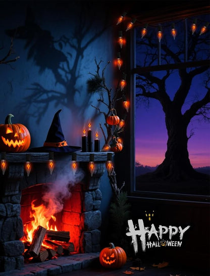 25Ft Outdoor Patio String Lights with 12 Flickering Flame Edison Bulbs | Waterproof for Backyard, Bistro & Porch | Creates A Year-Round Cozy, Warm & Intimate Ambiance