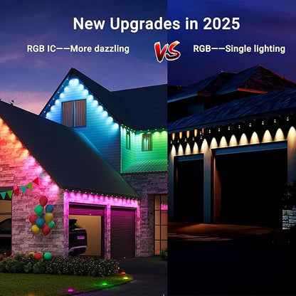 Permanent Outdoor Lights,Smart Outdoor String Lights with DIY Scene Modes,100FT with 50 LEDs,IP67 Waterproof for Christmas,Halloween,Garden Decor,Deck,Party,Roof,Daily and Accent Lighting (100FT)