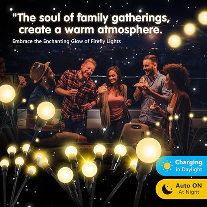 Solar Firefly Lights,4 Pack,Solar Garden Lights,Firefly Lights,Outdoor Waterproof Yard Decorations,Christmas Party Decorations,Variable Height,High Flexibility Iron Wire & Heavy Bulb Base