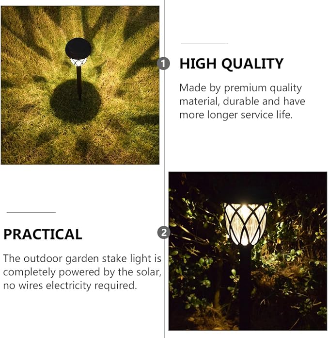6pcs Solar Garden Pathway Lights Outdoor Waterproof LED Yard Lawn Lights Warm White for Patio Landscape Lighting