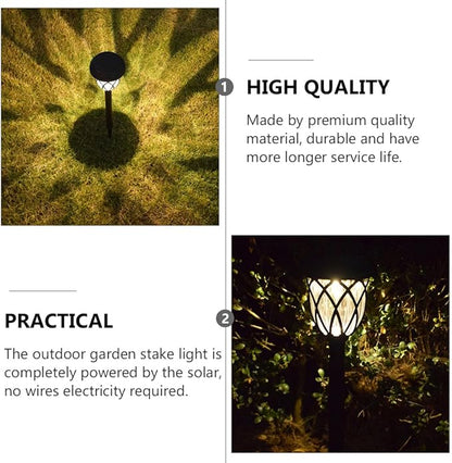 Happyyami 6pcs Warm White LED Solar Garden Lights Waterproof Outdoor Lawn Pathway Lighting Stakes for Patio Yard Landscape Decoration