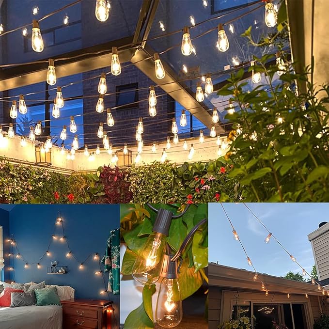 10Ft Outdoor String Lights Waterproof with 10 Pack E17 Edison Replacement Light Bulbs for Patio, Garden, Porch | Lumora