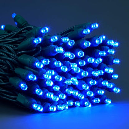 YULETIME Blue One-Piece Wide Angle Christmas Lights 140 Count 48 Feet, 2 Sets 70 LED 24 ft High Waterproof 5mm UL Certified String Light (Blue)
