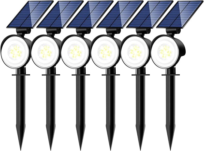 nipify 6 Pack Solar Spot Lights Outdoor Waterproof with 3 Modes, Solar Spotlight Light for Outside Yard Landscape | Lumora