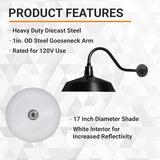 17in. Satin Black Outdoor Gooseneck Barn Light Fixture With 22in. Long Extension Arm - Wall Sconce Farmhouse | Lumora