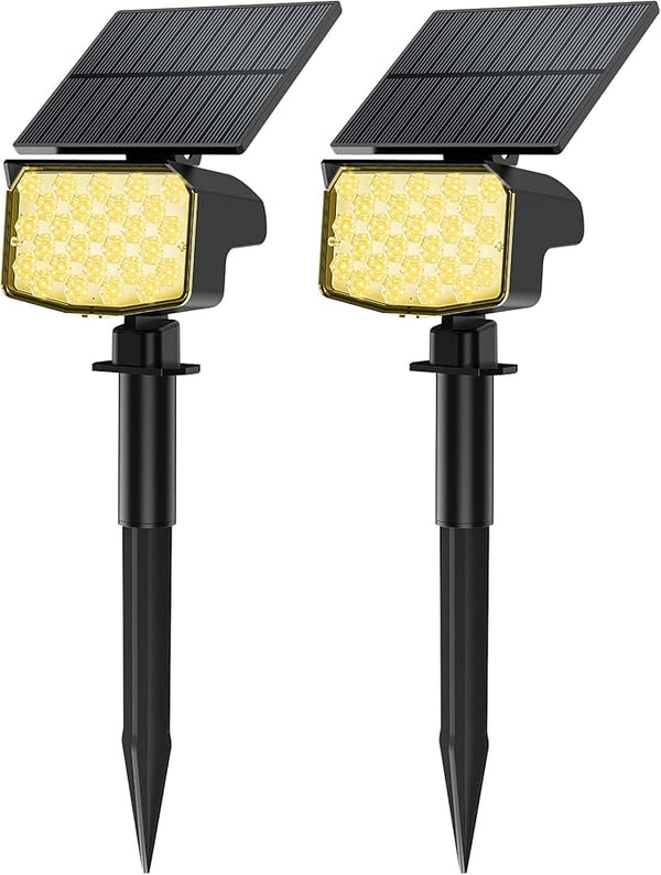 Solar Spot Lights Outdoor, [27 LED/2 Pack] Adjustable Solar Lights Outdoor Waterproof IP65, Solar Powered Landscape | Lumora