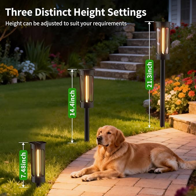 Solar Pathway Lights Outdoor 4 Pack: Solar Powered Garden Lights Waterproof 12-Hour Illumination & Longer Light Strip - Bright Landscape Path Lights for Lawn Driveway Patio Sidewalk Yard