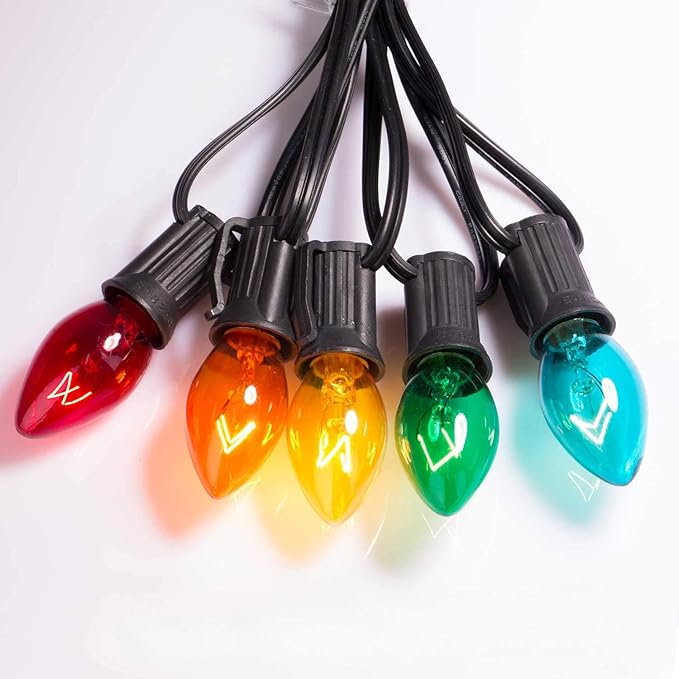 Minetom 25 Pack C7 Christmas Replacement Light Bulbs, Transparent Blubs for C7 String Lights, E12 Candelabra | Lumora