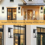 Bestshared Large Outdoor Wall Sconce, 24'' Modern Black Outdoor Wall Lantern, 3-Light Clear Glass Porch Light | Lumora