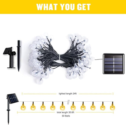 JMEXSUSS Solar String Lights Outdoor Waterproof, Solar Christmas Lights for Garden Patio Yard Tree Party Christmas Decorations, Crystal Globe