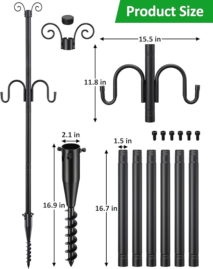 1.5 Inch Heavy Duty String Light Poles with 16.9” Spiral Ground Anchor - for Patio, Deck & Holiday Lighting, 8.5FT | Lumora