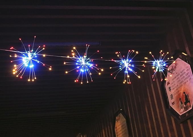 480 LED Firework Copper Wire Starburst Lights, 8 Modes with Remote Control, Dimming, Timer (Multicolor)