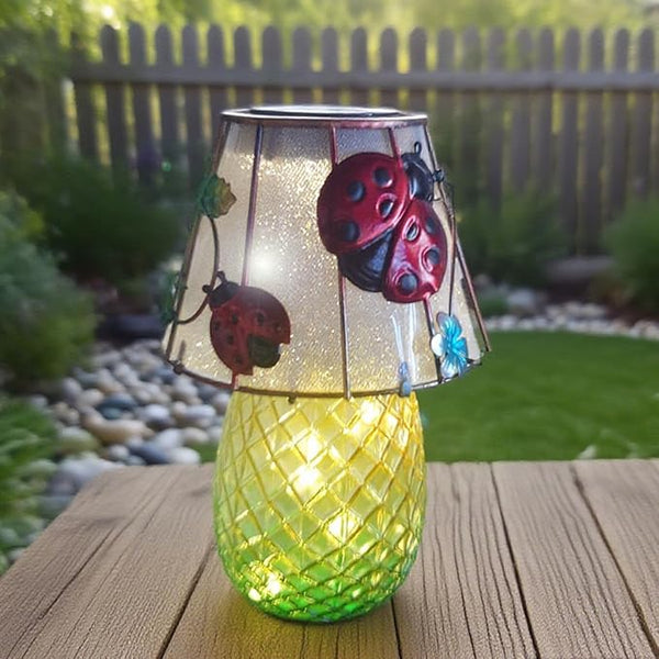Ladybug Solar Garden Lights Outdoor Decor - Waterproof Tabletop Solar Lamp - Cordless Table Lamps for Garden Patio | Lumora