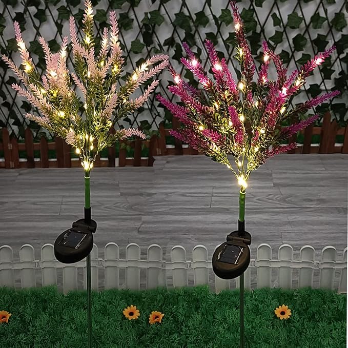 Ulalaza 2PCS Garden Solar Lights Multi-Color Changing 28 LED Flower Stake Light Decorative Landscape Lawn Yard Outdoor Lights Pink and Red Length 90 * 60 * 400mm/4 * 3 * 16inch