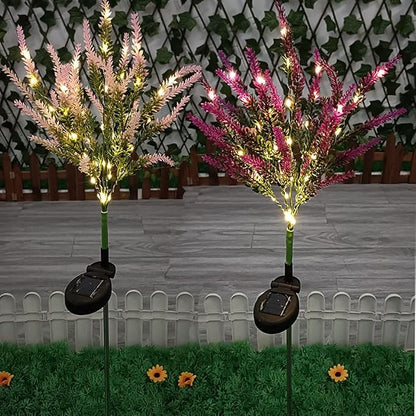 Ulalaza 2PCS Garden Solar Lights Multi-Color Changing 28 LED Flower Stake Light Decorative Landscape Lawn Yard Outdoor Lights Pink and Red Length 90 * 60 * 400mm/4 * 3 * 16inch