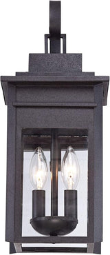 Franklin Iron Works Bransford Traditional Rustic Outdoor Wall Light Fixture Lantern Black Specked Gray 17" Clear | Lumora