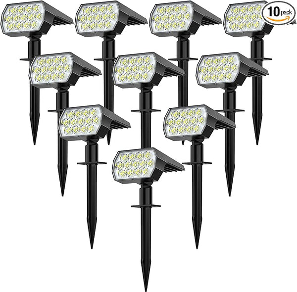 WELALO Solar Spot Lights Outdoor, [10 Pack/52 LED/3 Modes] Solar Landscape Spotlights, Solar Powered Security | Lumora