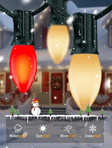 25Ft LED C9 Red and White Christmas Lights Outdoor, C9 Vintage Christmas Lights with 26 LED Red and White Bulbs | Lumora