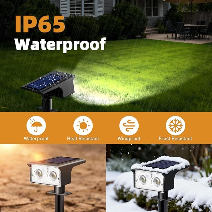 btfarm Solar Spot Lights Outdoor Waterproof, 8 Pack/3 Modes Motion Sensor Lights, Solar Powered Spotlights 2-in-1 Auto On/Off for Outside Pathway Yard Garden Landscape Lighting, Cool White