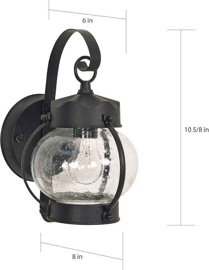 Nuvo Lighting 60/632 Americana One Light Outdoor Wall Mount from Onion Lantern Collection in Black Finish