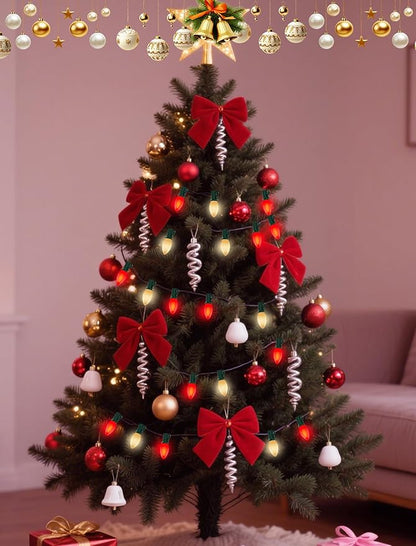 25Ft C9 LED Christmas Lights Red and Warm White, Vintage Christmas String Lights with 27 LED Red and White Bulbs, Extendable Plug in String Lights for Tree Patio Wedding Xmas Decor