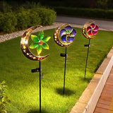 Solar Moon Windmill Decorative Garden Light - Metal Stake Windmill with Glass Ball LED, Outdoor Lawn Lamp for Yard | Lumora
