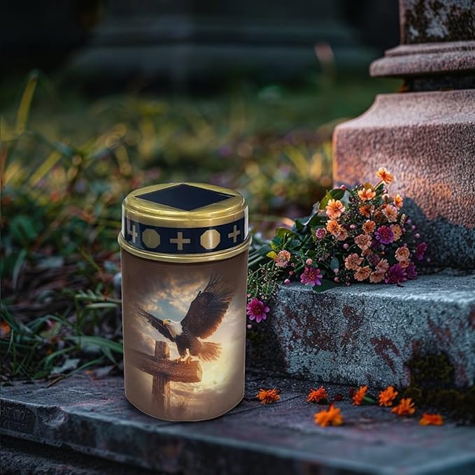 Eagle Solar Lights Outdoor Landscape Lighting Cross for Cemetery Garden Path Park Yard Path Lights Home Decoration