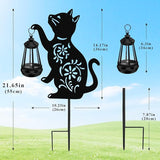 Solar Garden Statues Cat Decor - Outdoor Metal Lantern Silhouette Stake, Waterproof Solar Lights for Yard Patio | Lumora