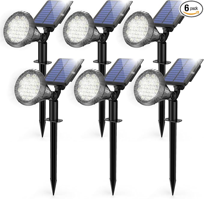 Solar Spot Lights Outdoor, 21 LEDs Brightness Solar Outdoor Lights IP67 Waterproof, 2-in-1 Adjustable Outdoor | Lumora