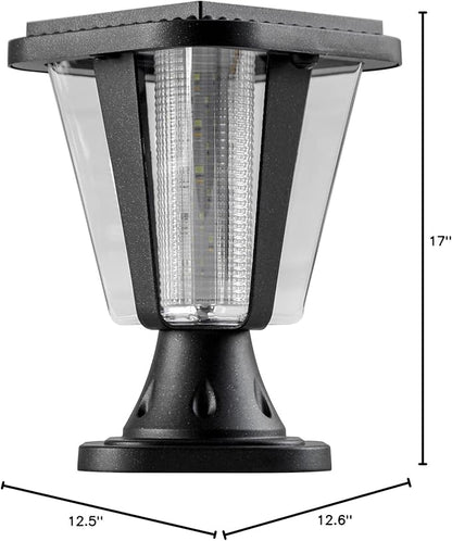 Kendal Metal Solar Post Lights Outdoor, Waterproof Decorative Solar Pillar Light, Safety Waterproof Beveled PS Panes, Warm White, Black