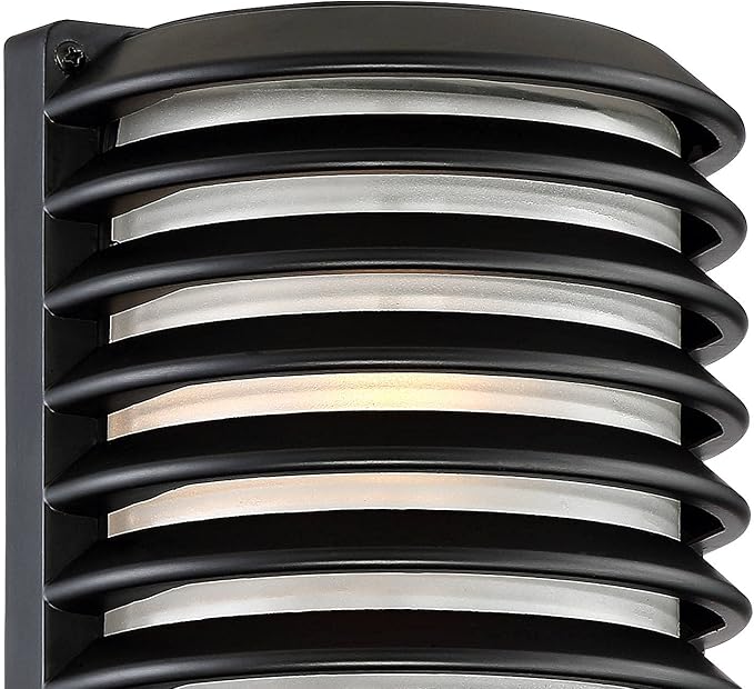 John Timberland Black Grid Modern Industrial Outdoor Wall Light Fixture 10" Frosted Glass Shade for Exterior Barn | Lumora